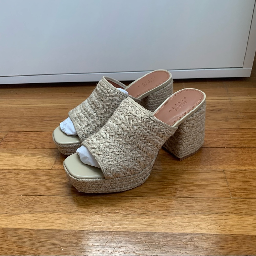 Raffia chunky platform heels